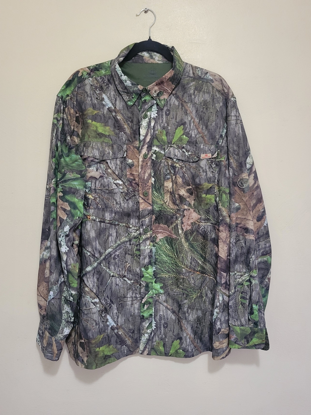 Mossy Oak Men's Realtree-Style Camo Button Down Shirt - Green, Brown, Gray